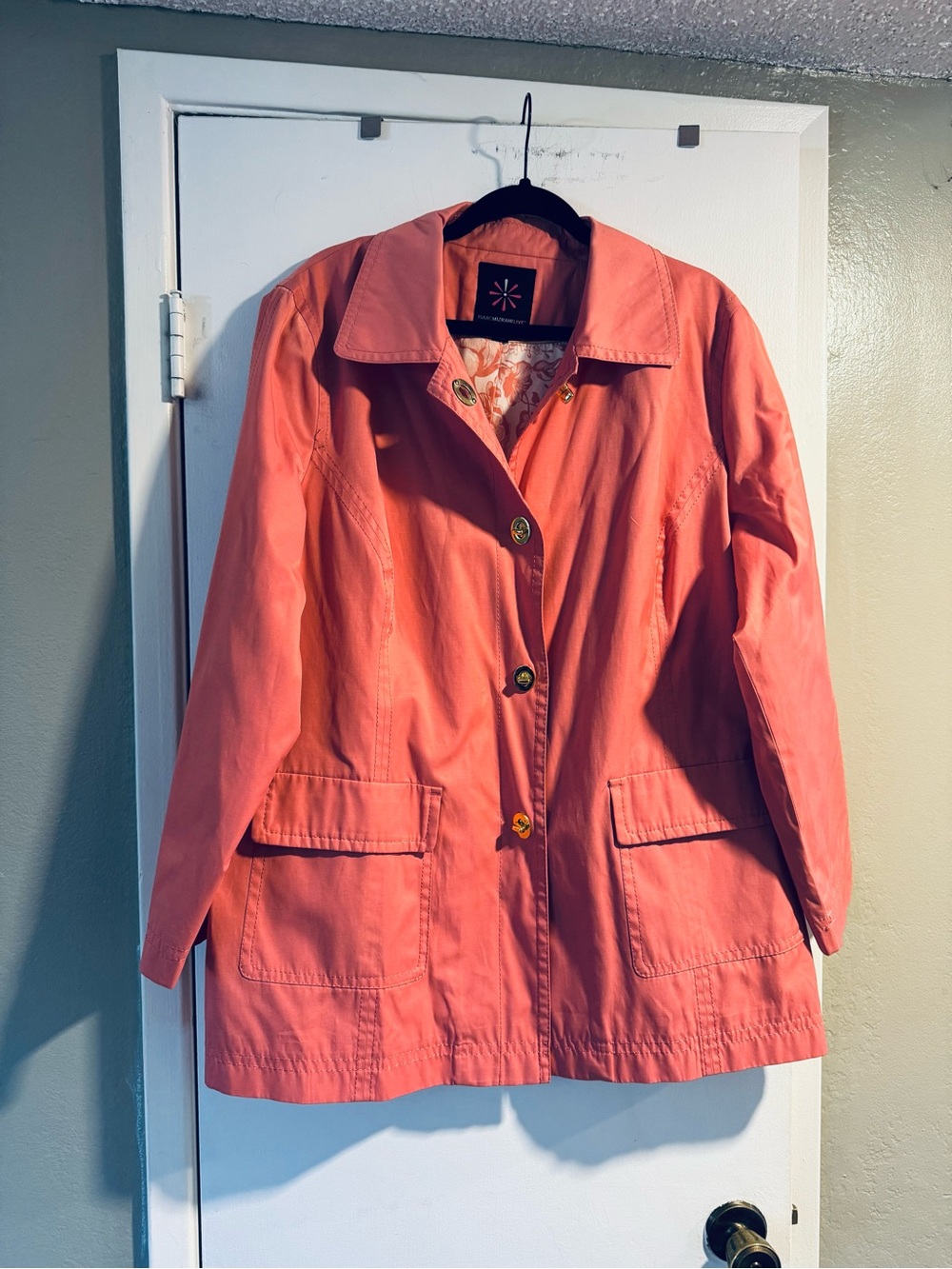 Isaac Mizrahi Coral Trench-Style Button Jacket